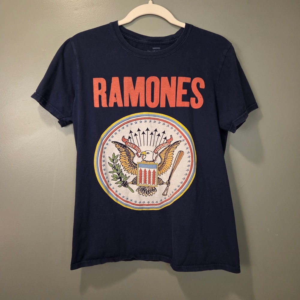 Ramones Full Colour Seal Graphic T-Shirt Men's Size M Navy Blue Multi